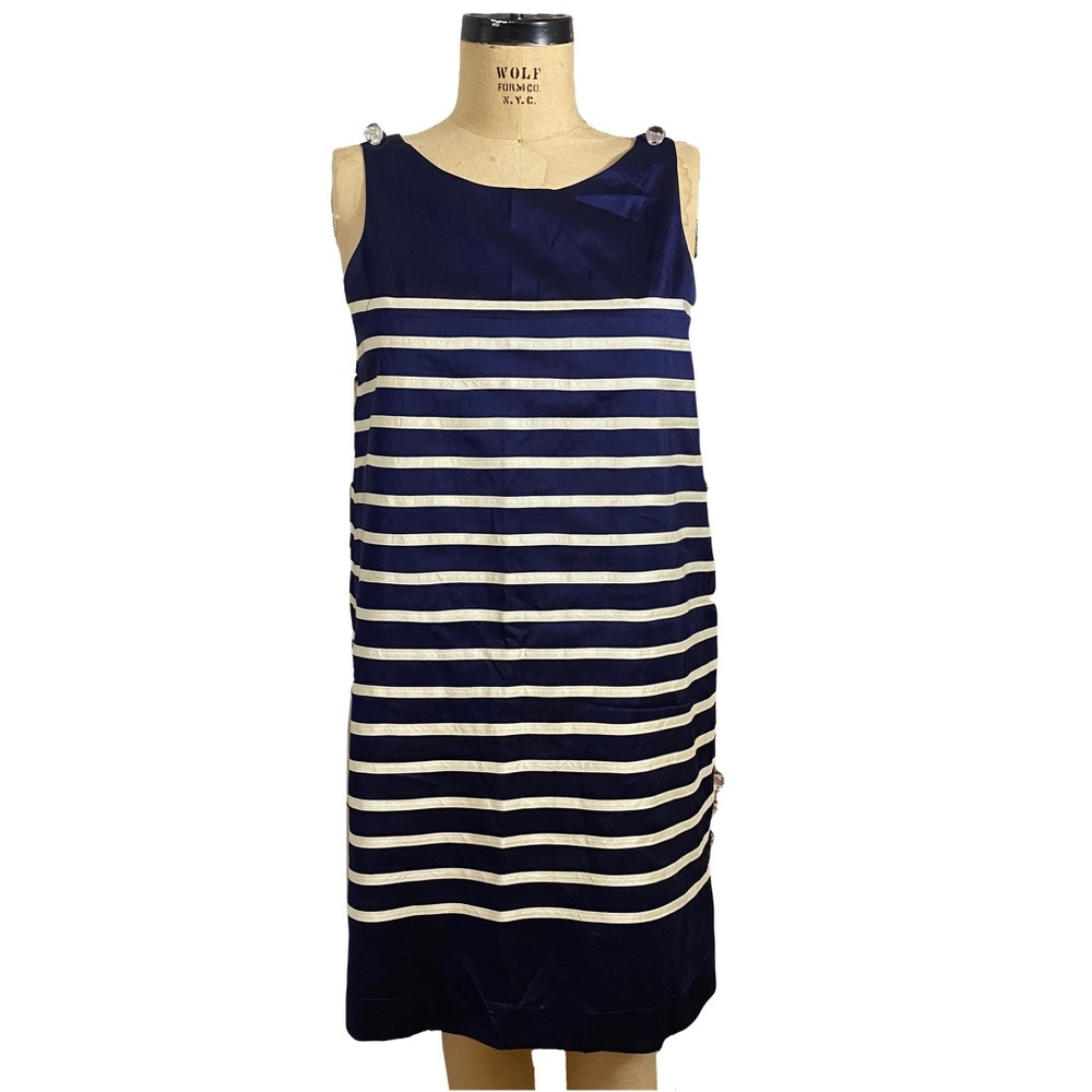 Calypso St. Barth women’s navy blue white silk striped dress sz large